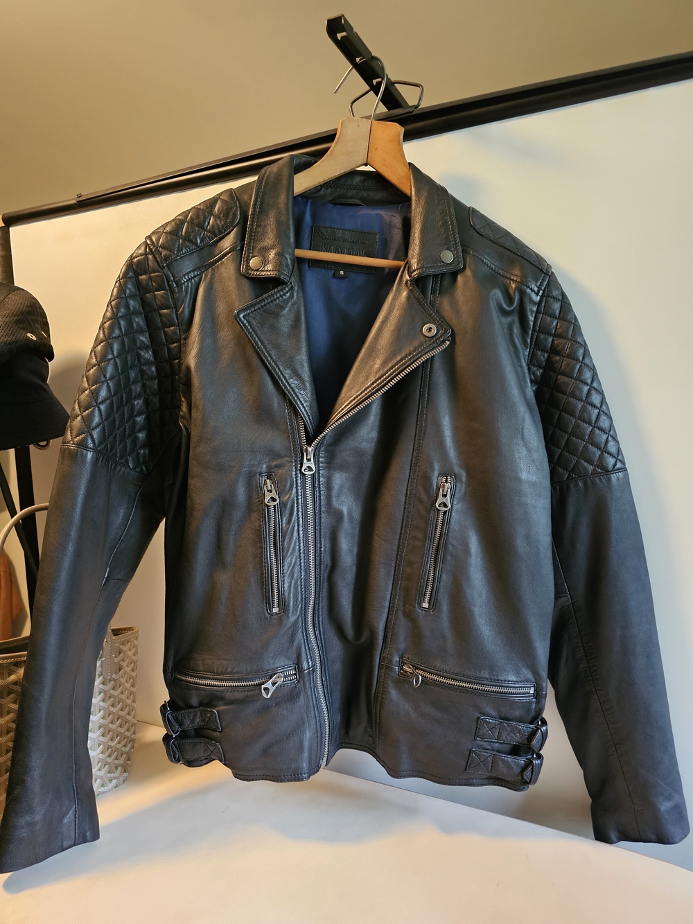 Men's Black Quilted Leather Biker Jacket - Classic Style